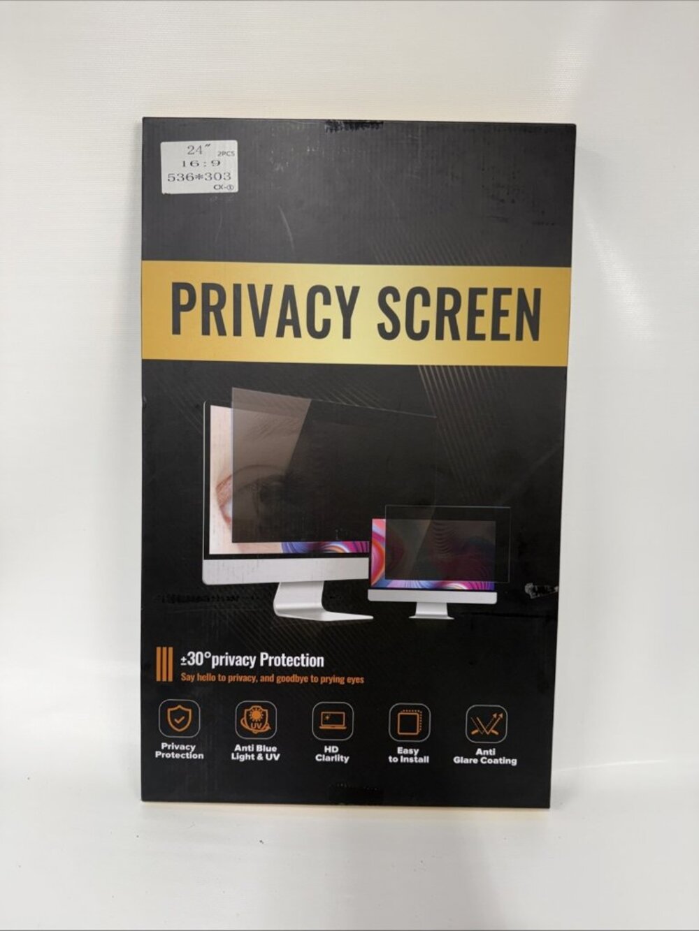24in 16:9 Privacy Screen Filter - 2pcs Black - CX-1 536x303mm - Universal